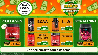 Modelo de TV para TV Horizontal com o tema Comece Março Economizando para Suplementos alimentares