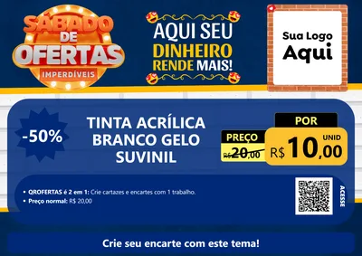 Modelo de Cartaz para Cartaz A4 Horizontal com o tema Sábado de Ofertas Imperdíveis para Tintas e Ferramentas