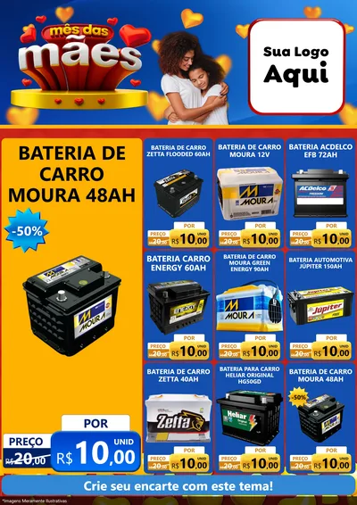 Modelo de Encarte para Encarte A4 Vertical com o tema Mês das Mães para Baterias Elétricas