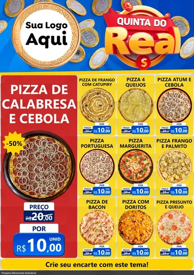Modelo de Encarte para Encarte A4 Vertical com o tema Quinta do Real para Pizzaria
