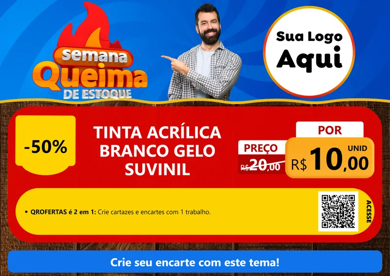 Modelo de Cartaz para Cartaz A4 Horizontal com o tema Semana Queima de Estoque para Tintas e Ferramentas