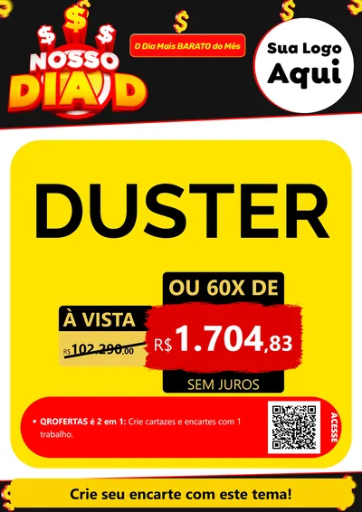 Modelo de Cartaz para Cartaz A4 Vertical com o tema Nosso Dia D para Concessionaria de Carros