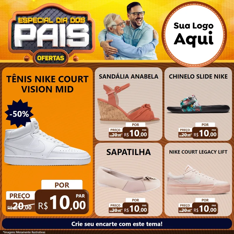 Modelo de Rede Social para Feed Facebook com o tema Especial Dia dos Pais para Calçados