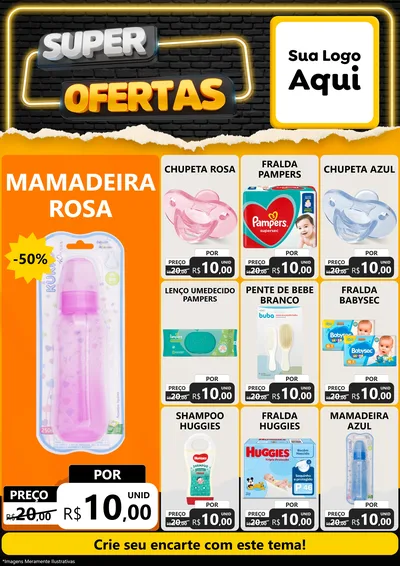 Modelo de Encarte para Encarte A4 Vertical com o tema Super Ofertas para Bebês