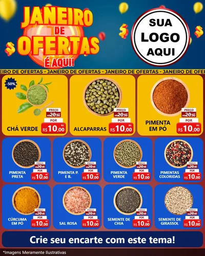 Modelo de Rede Social para Feed Instagram com o tema Janeiro de Ofertas É Aqui! para Produtos Naturais