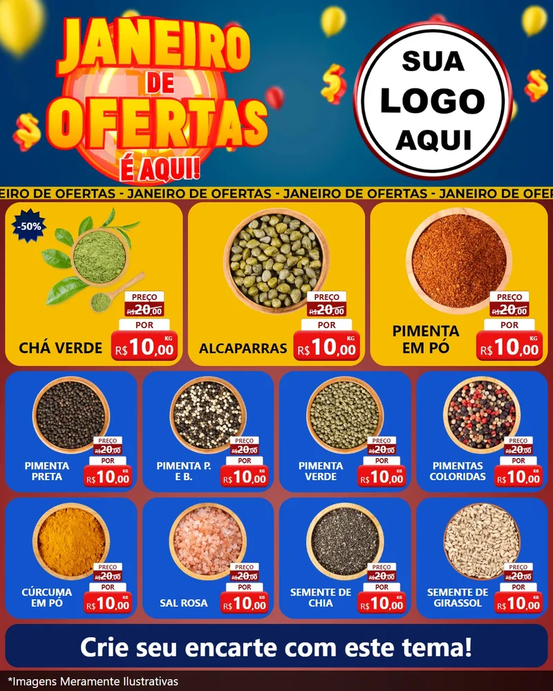 Modelo de Rede Social para Feed Instagram com o tema Janeiro de Ofertas É Aqui! para Produtos Naturais
