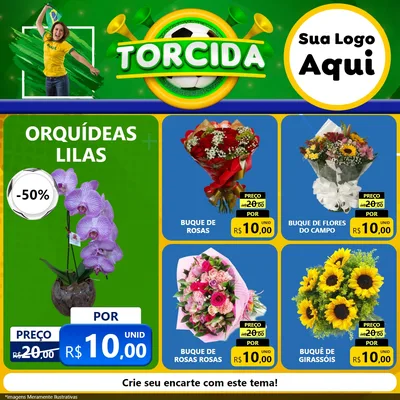 Modelo de Rede Social para Feed Facebook com o tema Torcida para Floricultura e jardim