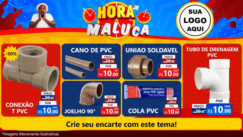 Modelo de TV para TV Horizontal com o tema Hora Maluca para Tubos e conexões
