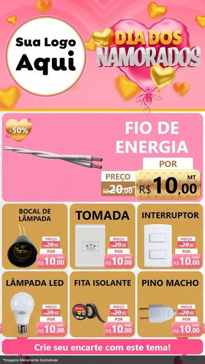 Modelo de Rede Social para Stories com o tema Dia dos Namorados para Materiais Elétricos
