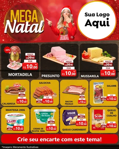 Modelo de Rede Social para Feed Instagram com o tema Mega Natal para Frios e Laticínios