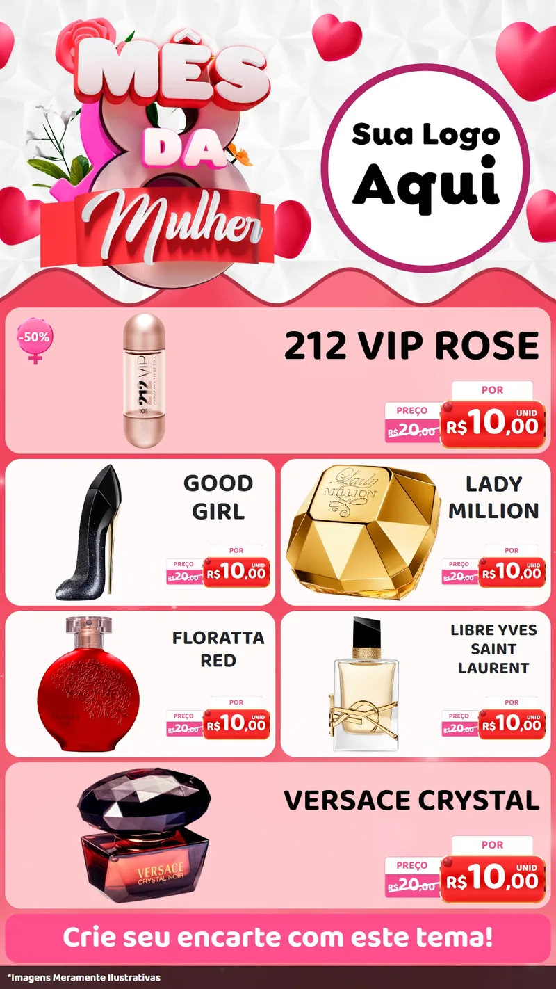 Modelo de TV para TV Vertical com o tema Mês da Mulher para Perfumes