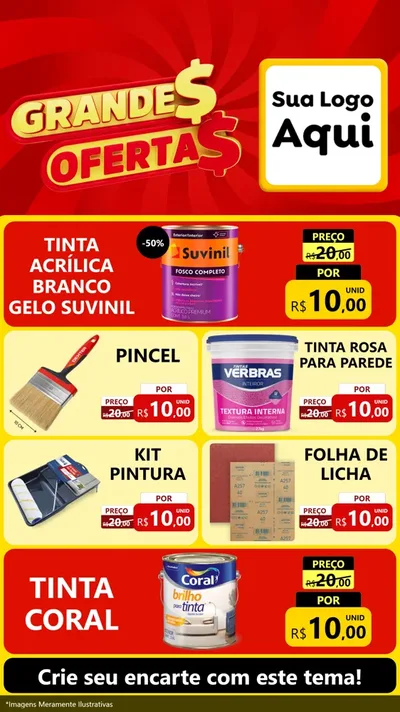 Modelo de TV para TV Vertical com o tema Grandes Ofertas para Tintas e Ferramentas