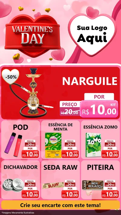 Modelo de Rede Social para Stories com o tema Valentine's Day para Tabacaria