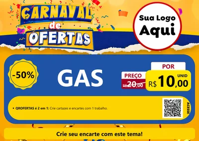 Modelo de Cartaz para Cartaz A4 Horizontal com o tema Carnaval de Ofertas para Água e gás
