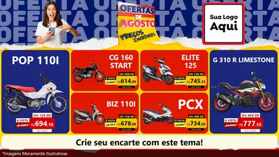Modelo de TV para TV Horizontal com o tema Ofertas de Agosto - Preços Incríveis para Concessionaria de Motos