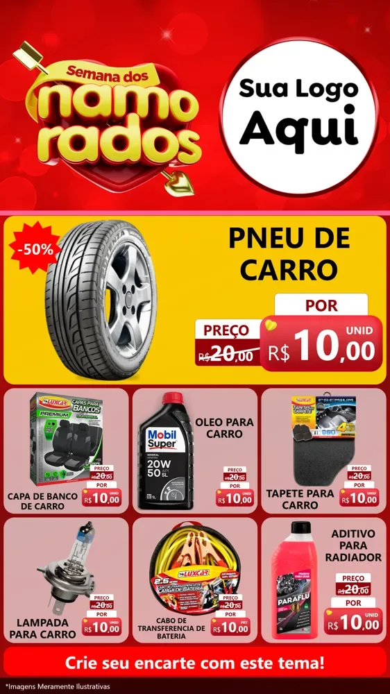 Modelo de Rede Social para Stories com o tema Semana dos namorados para Auto peças