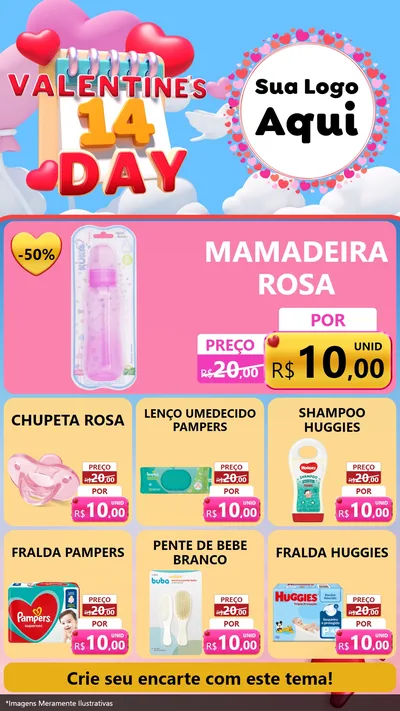 Modelo de Rede Social para Stories com o tema Valentine's Day para Bebês