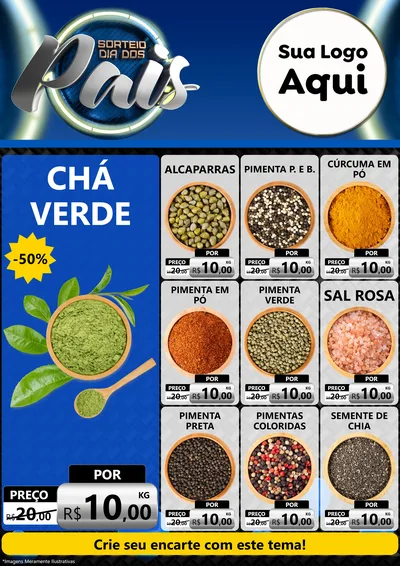 Modelo de Encarte para Encarte A4 Vertical com o tema Sorteio Dia Dos Pais para Produtos Naturais