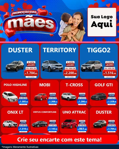 Modelo de Rede Social para Feed Instagram com o tema Promoção das Mães para Concessionaria de Carros