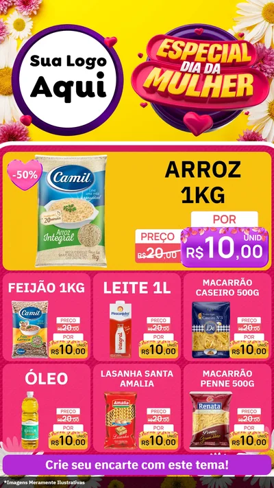Modelo de Rede Social para Stories com o tema Especial Dia da Mulher para Supermercado