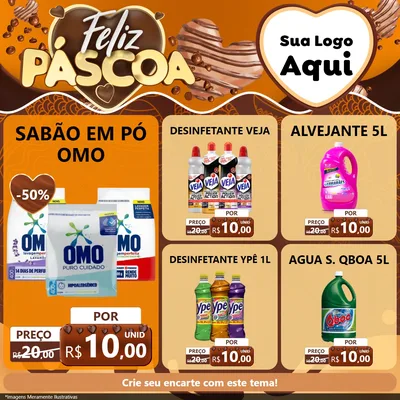 Modelo de Rede Social para Feed Facebook com o tema Feliz Páscoa para Produtos de Limpeza