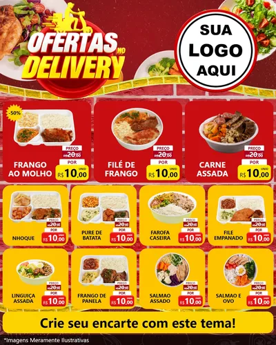 Modelo de Rede Social para Feed Instagram com o tema Ofertas no Delivery para Restaurante