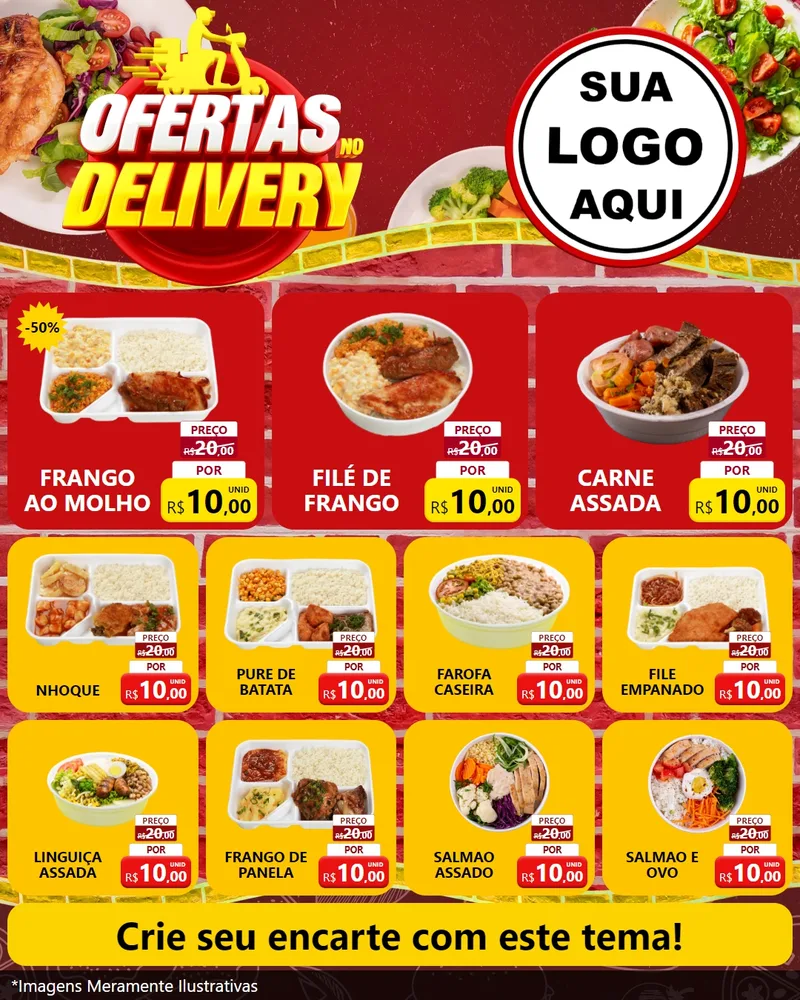 Modelo de Rede Social para Feed Instagram com o tema Ofertas no Delivery para Restaurante