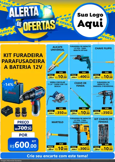 Modelo de Encarte para Encarte A4 Vertical com o tema Alerta de Ofertas para Maquinas e Ferramentas