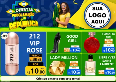 Modelo de Encarte para Encarte A4 Horizontal com o tema Ofertas Proclamação da República para Perfumes