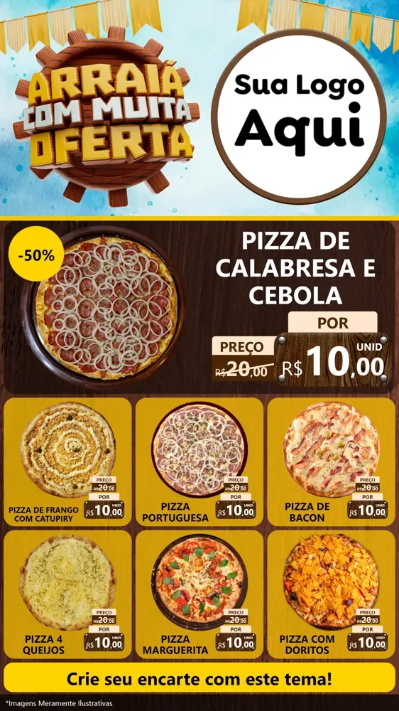 Modelo de Rede Social para Stories com o tema Ofertas de São João - Junina para Pizzaria