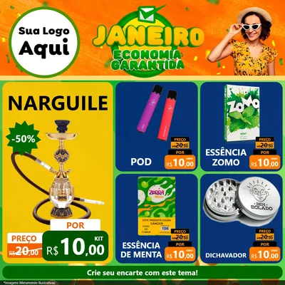 Modelo de Rede Social para Feed Facebook com o tema Janeiro - Economia Garantida para Tabacaria