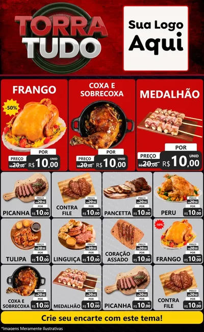 Modelo de Encarte para Encarte Grande com o tema Torra Tudo para Assados
