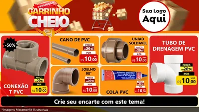 Modelo de TV para TV Horizontal com o tema Promoção carrinho cheio para Tubos e conexões