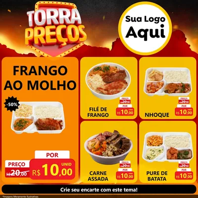 Modelo de Rede Social para Feed Facebook com o tema Torra Preços para Restaurante