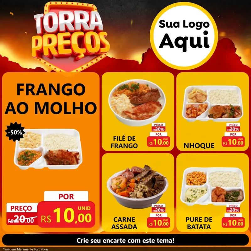 Modelo de Rede Social para Feed Facebook com o tema Torra Preços para Restaurante