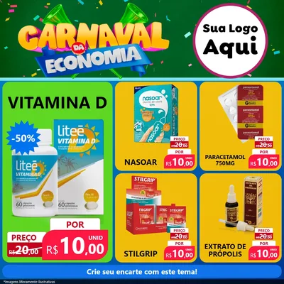 Modelo de Rede Social para Feed Facebook com o tema Carnaval da Economia para Farmácia