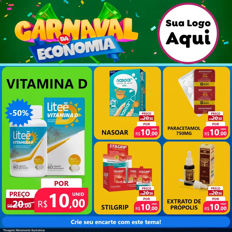 Modelo de Rede Social para Feed Facebook com o tema Carnaval da Economia para Farmácia