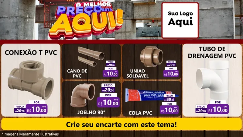 Modelo de TV para TV Horizontal com o tema O Melhor Preço Está Aqui - Construção para Tubos e conexões