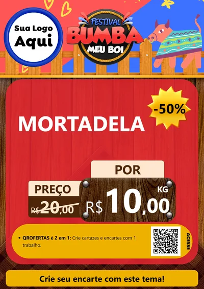 Modelo de Cartaz para Cartaz A4 Vertical com o tema Festival Bumba Meu Boi para Frios e Laticínios