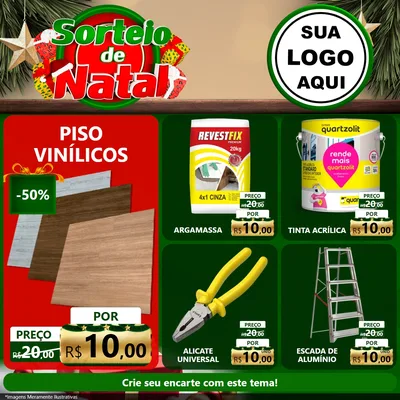 Modelo de Rede Social para Feed Facebook com o tema Sorteio de Natal para Material para Construção