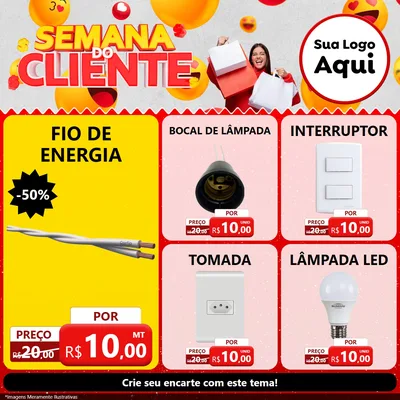 Modelo de Rede Social para Feed Facebook com o tema Semana do Cliente para Materiais Elétricos