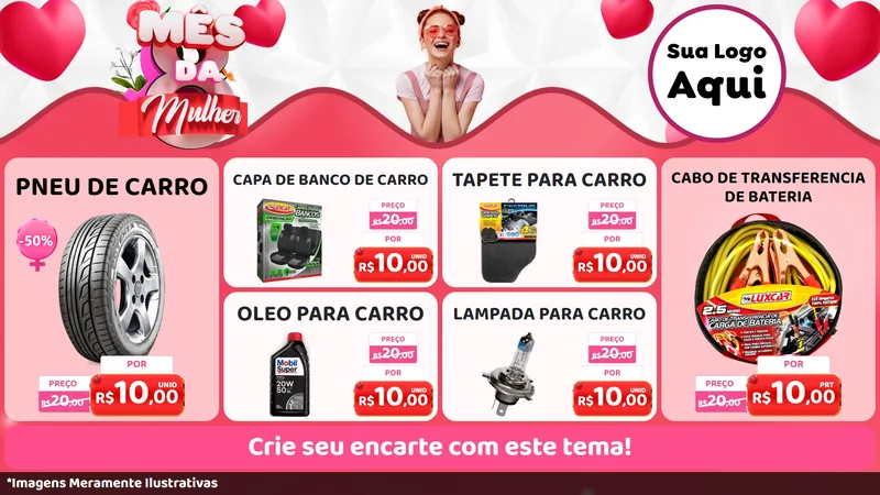 Modelo de TV para TV Horizontal com o tema Mês da Mulher para Auto peças