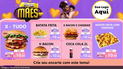 Modelo de TV para TV Horizontal com o tema Dia das Mães para Hamburgueria