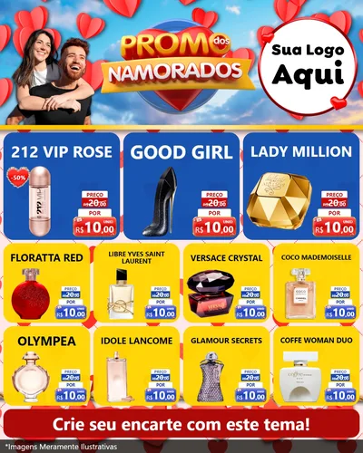Modelo de Rede Social para Feed Instagram com o tema Promo dos Namorados para Perfumes