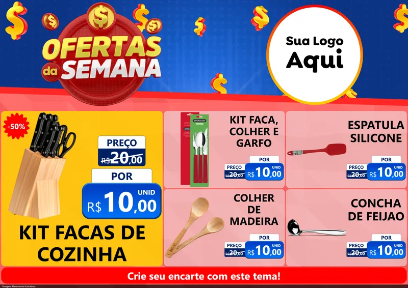 Modelo de Encarte para Encarte A4 Horizontal com o tema Ofertas Da Semana para Utilidades Domésticas