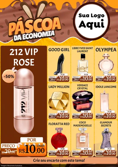 Modelo de Encarte para Encarte A4 Vertical com o tema Páscoa da Economia para Perfumes