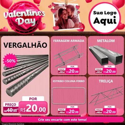 Modelo de Rede Social para Feed Facebook com o tema Valentine's Day para Ferragens