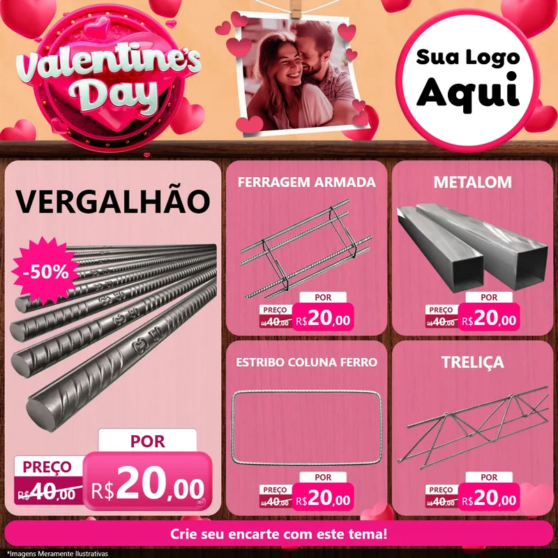 Modelo de Rede Social para Feed Facebook com o tema Valentine's Day para Ferragens
