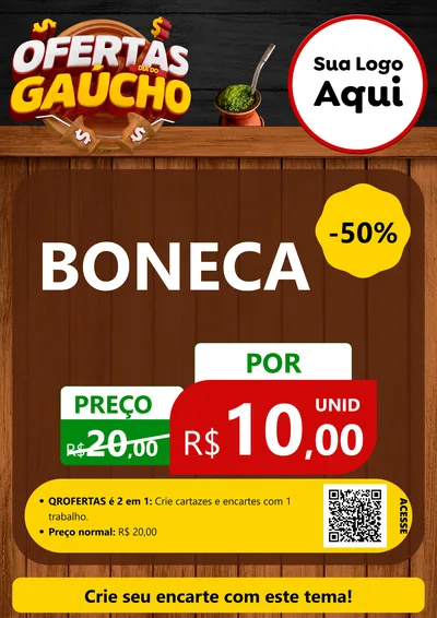 Modelo de Cartaz para Cartaz A4 Vertical com o tema Ofertas Dia do Gaúcho para Brinquedos