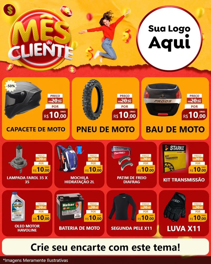 Modelo de Rede Social para Feed Instagram com o tema Mês do Cliente para Moto peças